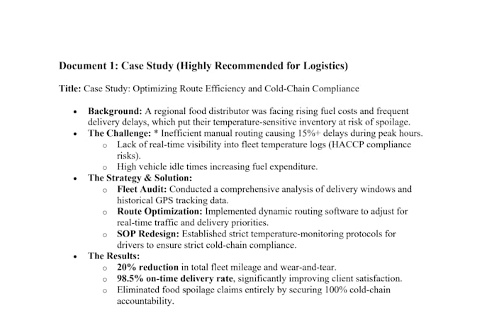 optimize  food operations, logistics, and fleet management
